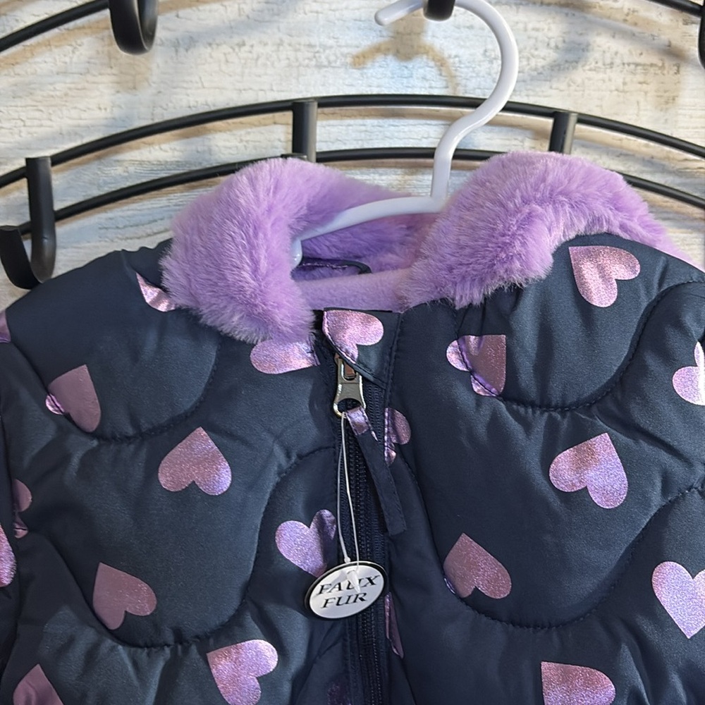 NWT 18 month faux fur lined heart jacket - Picture 2 of 9